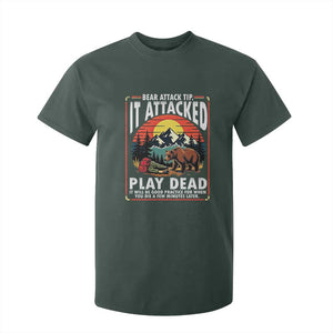 Funny Camping Hiking Sarcastic T Shirt For Kid Bear Attack Tip TS14 Dark Forest Green Print Your Wear