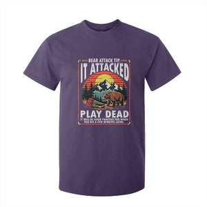 Funny Camping Hiking Sarcastic T Shirt For Kid Bear Attack Tip TS14 Purple Print Your Wear