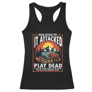 Funny Camping Hiking Sarcastic Racerback Tank Top Bear Attack Tip TS14 Black Print Your Wear