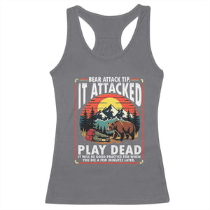 Funny Camping Hiking Sarcastic Racerback Tank Top Bear Attack Tip TS14 Charcoal Print Your Wear