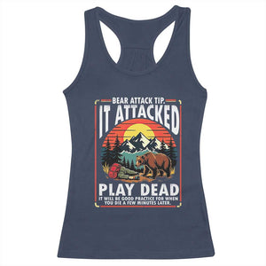 Funny Camping Hiking Sarcastic Racerback Tank Top Bear Attack Tip TS14 Navy Print Your Wear