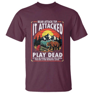 Funny Camping Hiking Sarcastic T Shirt Bear Attack Tip TS14 Maroon Print Your Wear