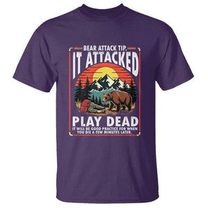 Funny Camping Hiking Sarcastic T Shirt Bear Attack Tip TS14 Purple Print Your Wear