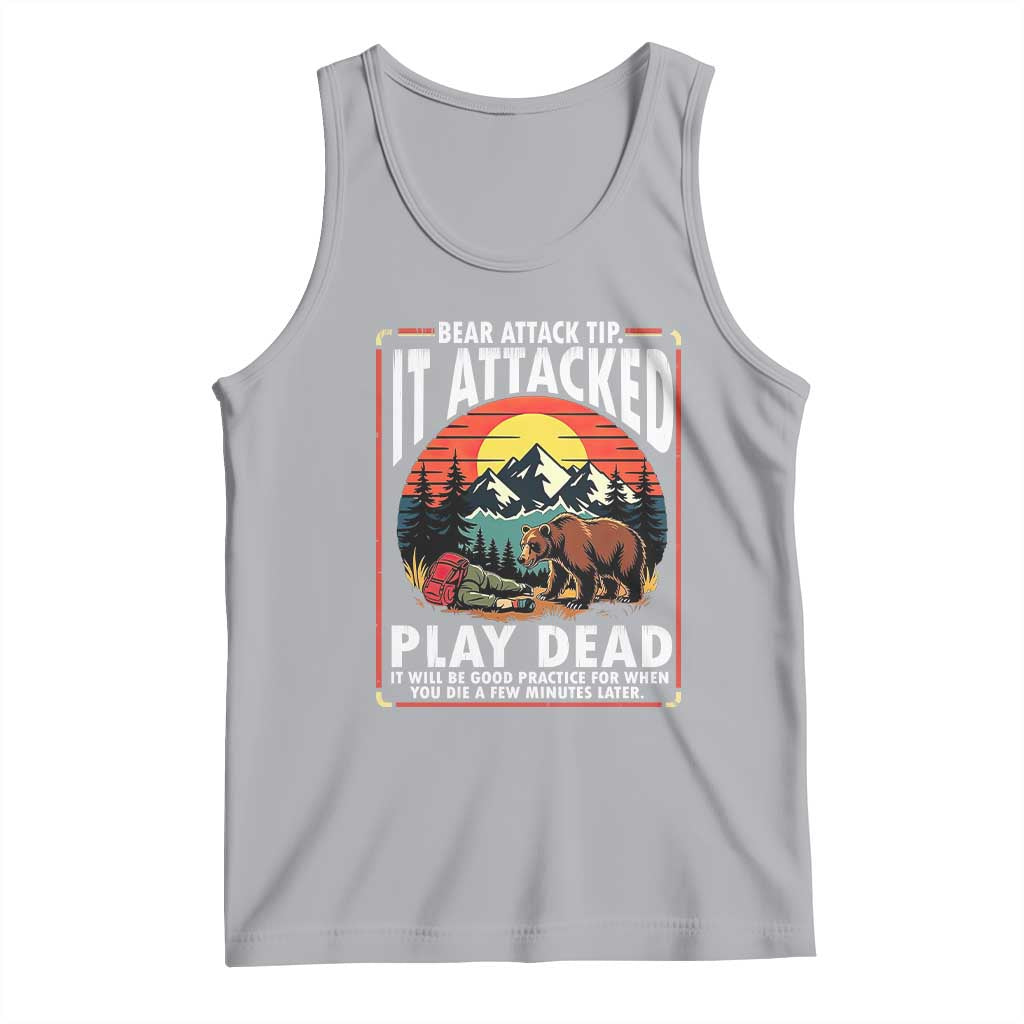 Funny Camping Hiking Sarcastic Tank Top Bear Attack Tip TS14 Athletic Heather Print Your Wear