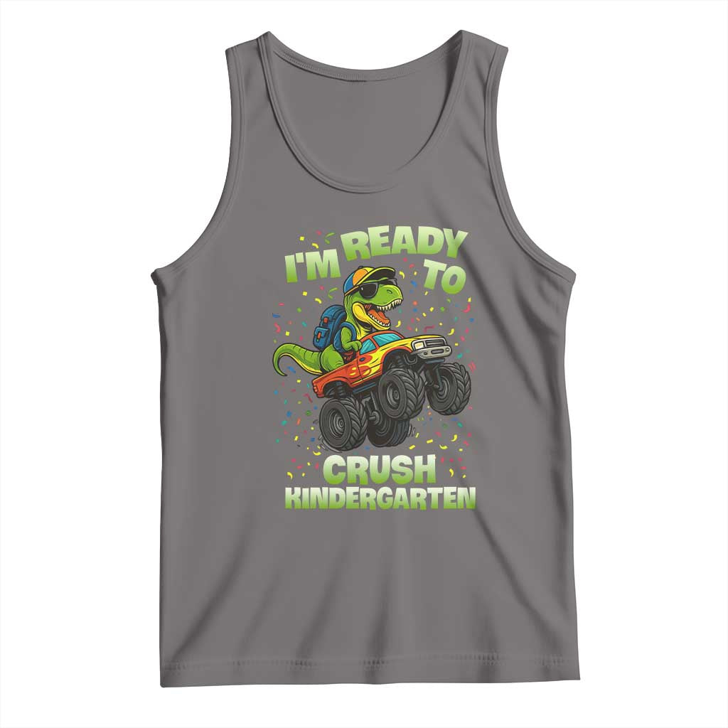 Back To School Boy Dinosaur Tank Top I Am Ready To Crush Kindergarten TS14 Deep Heather Print Your Wear