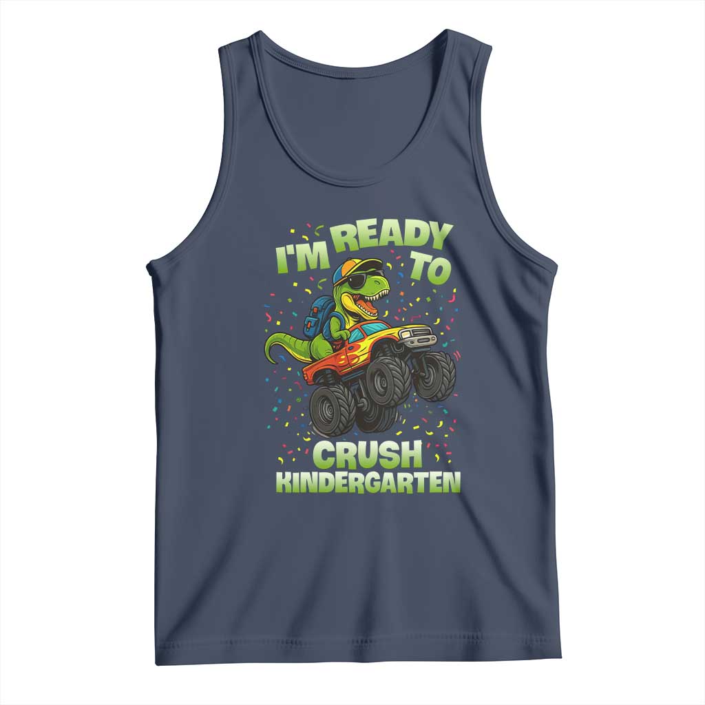 Back To School Boy Dinosaur Tank Top I Am Ready To Crush Kindergarten TS14 Navy Print Your Wear