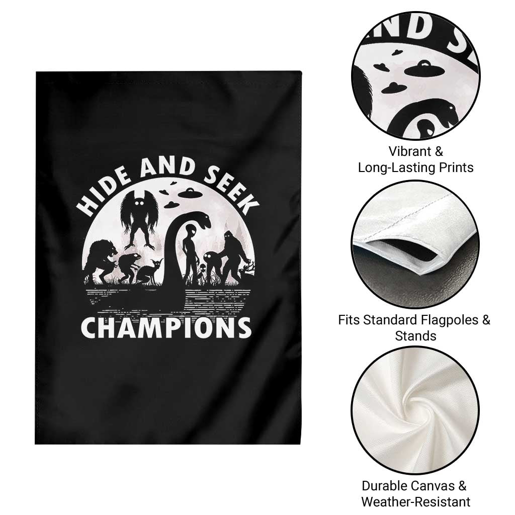 Hide And Seek Champions Garden Flag Funny Cryptid Cryptozoology TS14 Print Your Wear