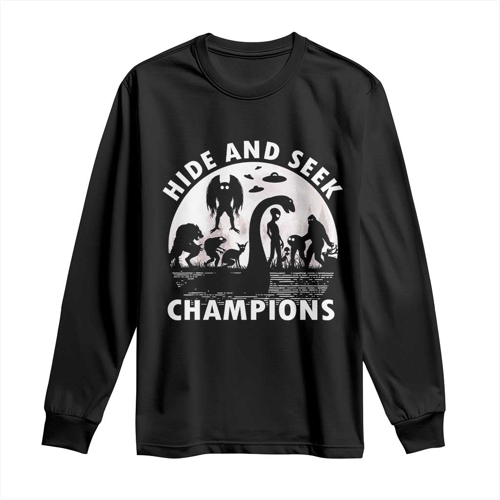 Hide And Seek Champions Long Sleeve Shirt Funny Cryptid Cryptozoology TS14 Black Print Your Wear