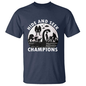 Hide And Seek Champions T Shirt Funny Cryptid Cryptozoology TS14 Navy Print Your Wear