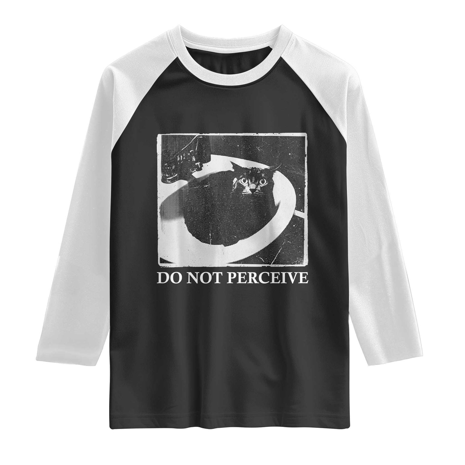 Do Not Perceive Me Funny Meme Cat Lover Raglan Shirt Funny Cat Sarcstic Meme TS14 Black White Print Your Wear
