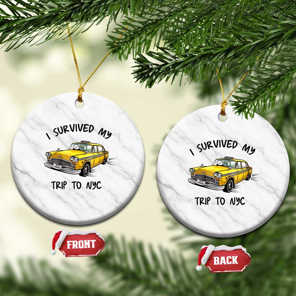 I Survived My Trip to NYC Ceramic Ornament Funny New York City Yellow Taxi Meme Gift TS14 1pc White Marble Print Your Wear