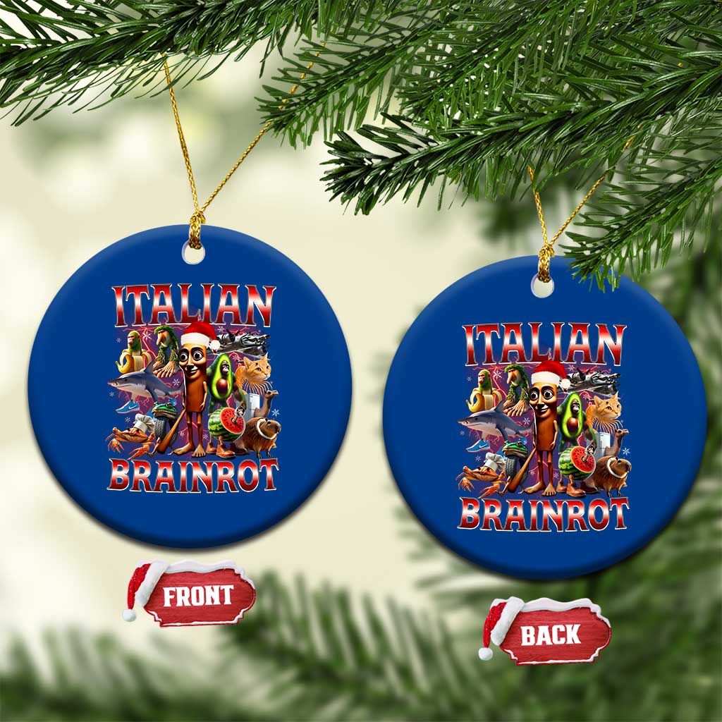 Italian Brainrot Christmas Meme Ceramic Ornament Funny Brain Rot Gen Z Meme TS14 1pc Blue Print Your Wear