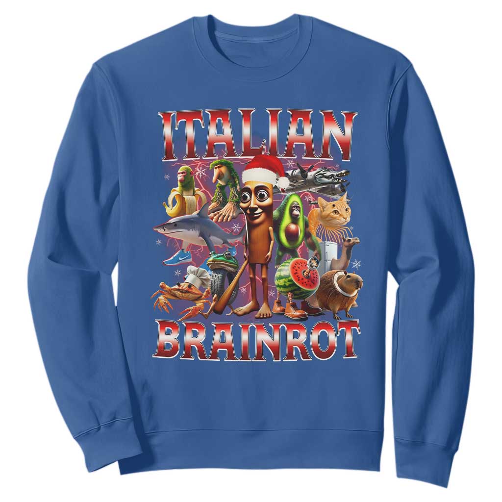 Italian Brainrot Christmas Meme Sweatshirt Funny Brain Rot Gen Z Meme TS14 Royal Blue Print Your Wear