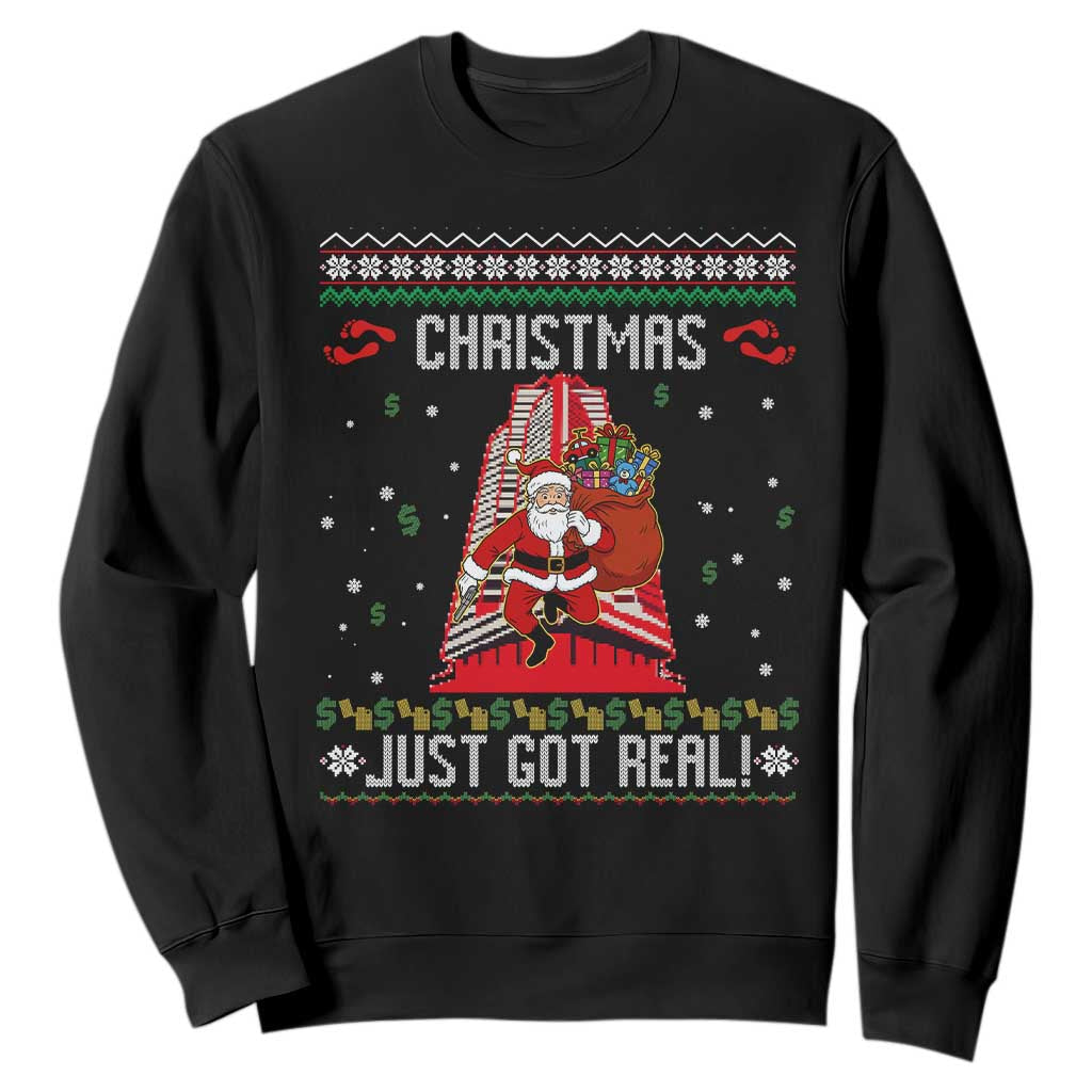 Nakatomi Plaza Christmas Sweatshirt Just Got Real TS14 Black Print Your Wear