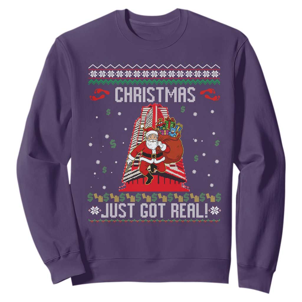 Nakatomi Plaza Christmas Sweatshirt Just Got Real TS14 Purple Print Your Wear