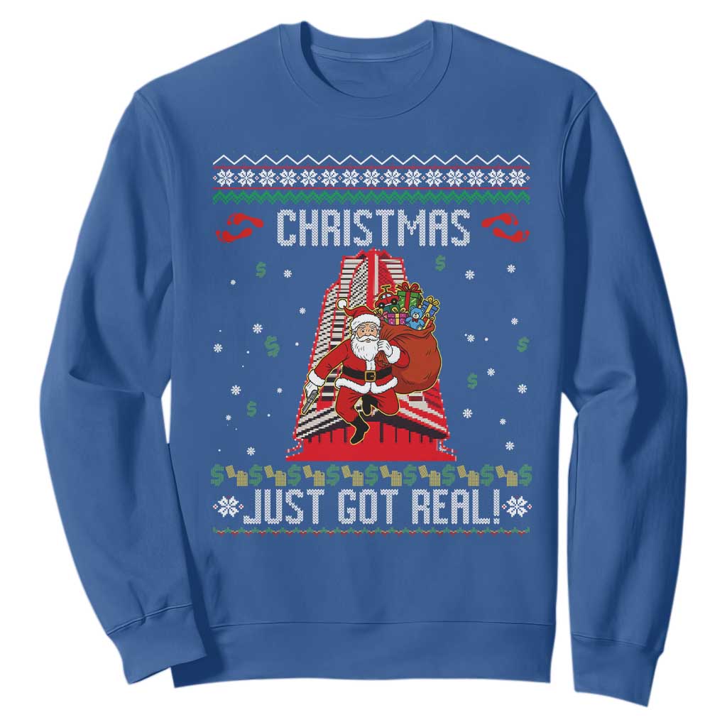 Nakatomi Plaza Christmas Sweatshirt Just Got Real TS14 Royal Blue Print Your Wear