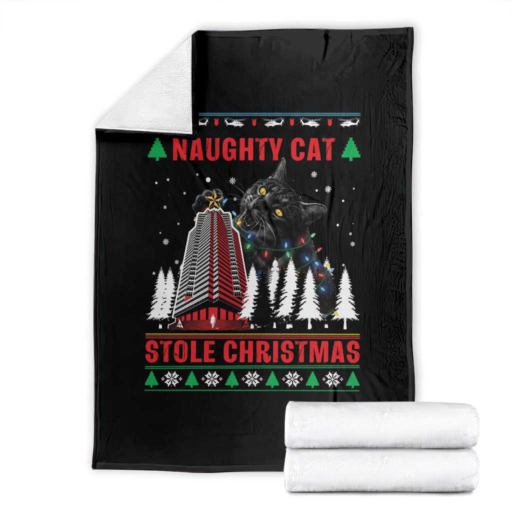 Nakatomi Plaza Christmas Throw Blanket Funny Naughty Santa Cat Humor TS14 Black Print Your Wear