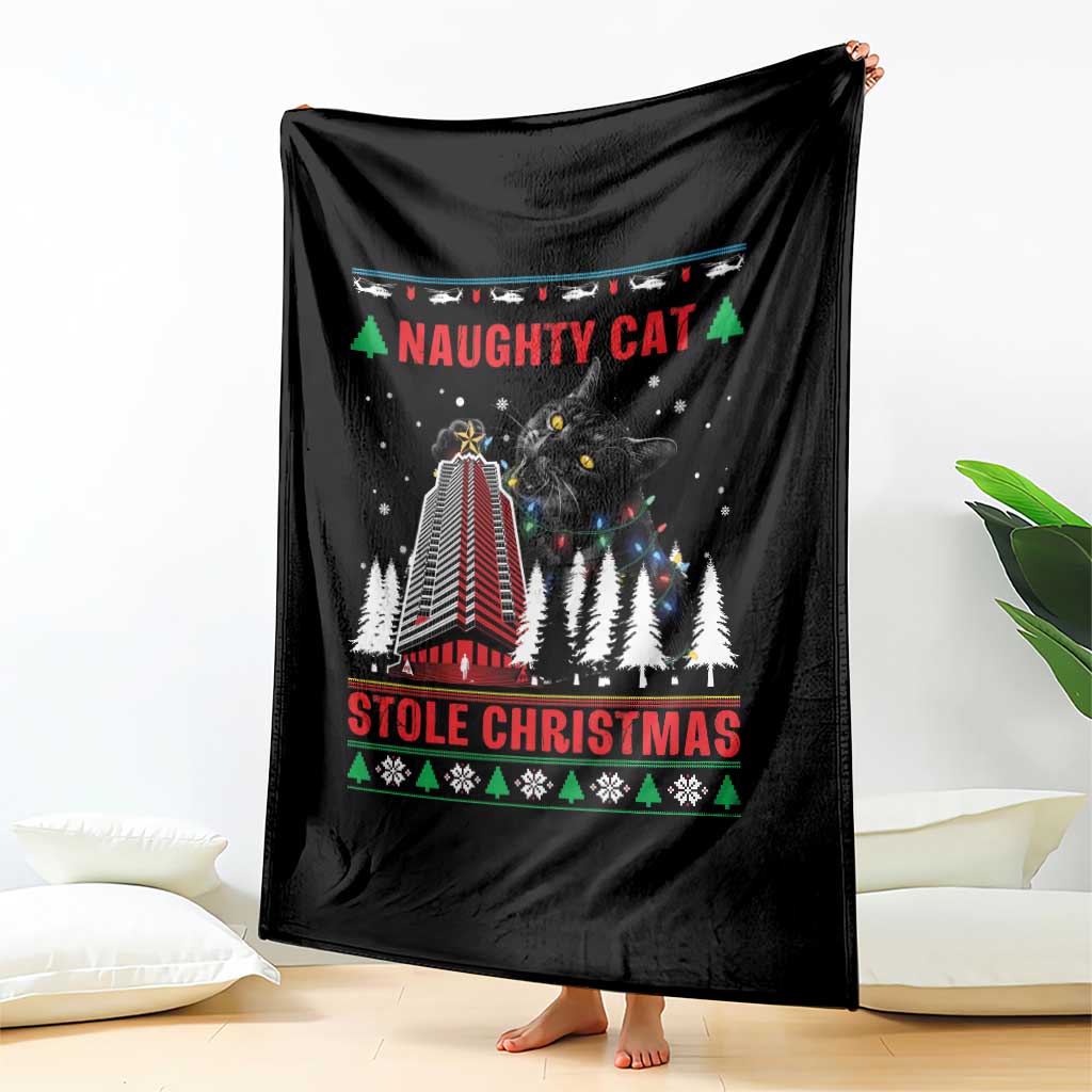 Nakatomi Plaza Christmas Throw Blanket Funny Naughty Santa Cat Humor TS14 Print Your Wear
