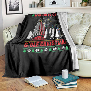 Nakatomi Plaza Christmas Throw Blanket Funny Naughty Santa Cat Humor TS14 Print Your Wear