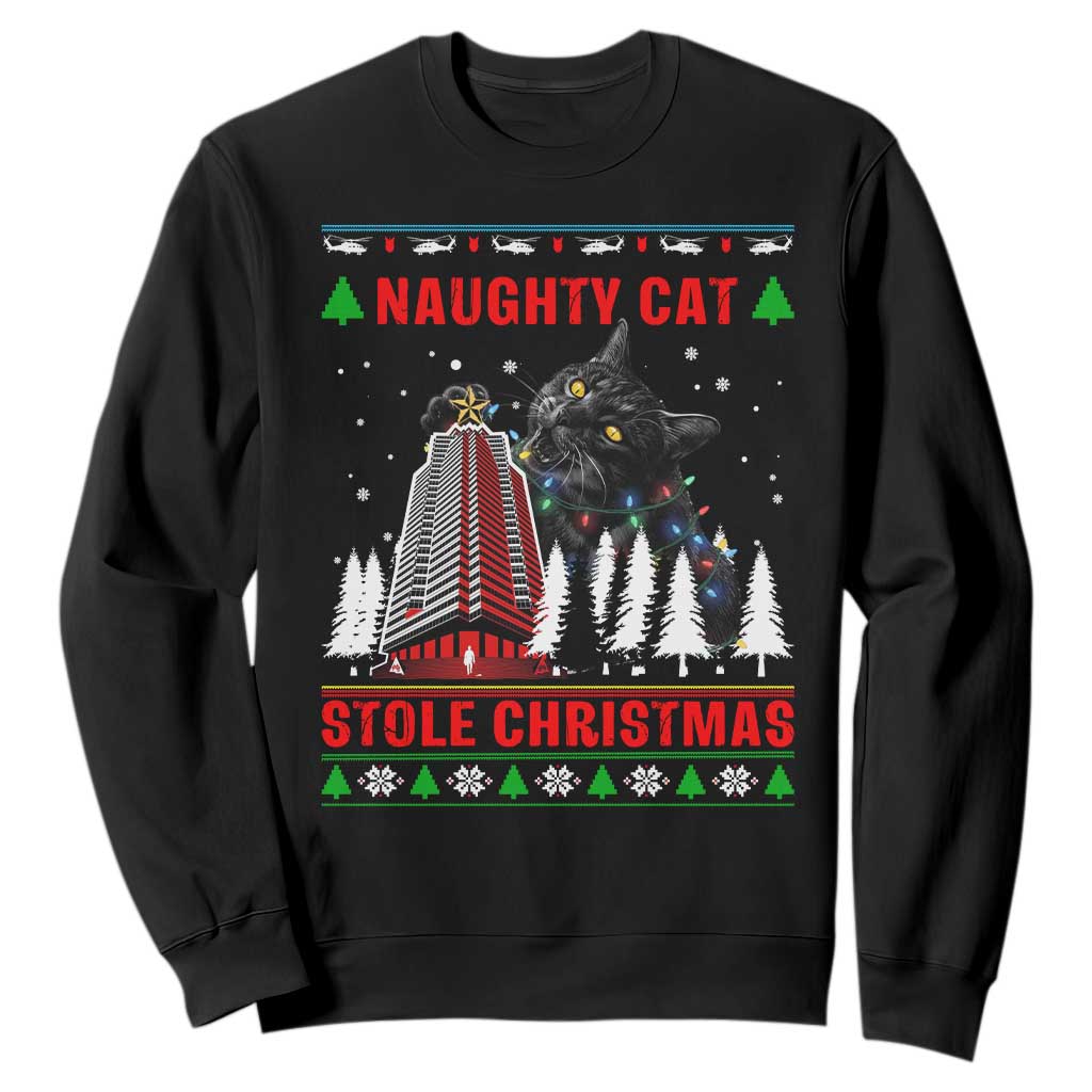 Nakatomi Plaza Christmas Sweatshirt Funny Naughty Santa Cat Humor TS14 Black Print Your Wear