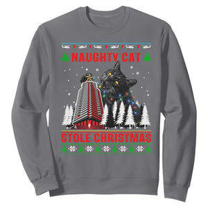 Nakatomi Plaza Christmas Sweatshirt Funny Naughty Santa Cat Humor TS14 Charcoal Print Your Wear