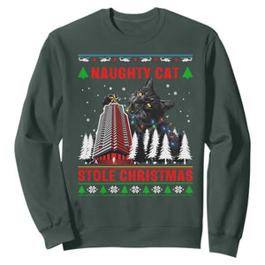 Nakatomi Plaza Christmas Sweatshirt Funny Naughty Santa Cat Humor TS14 Dark Forest Green Print Your Wear