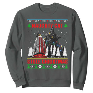 Nakatomi Plaza Christmas Sweatshirt Funny Naughty Santa Cat Humor TS14 Dark Heather Print Your Wear