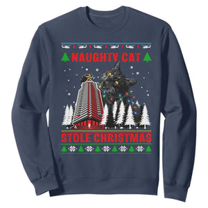 Nakatomi Plaza Christmas Sweatshirt Funny Naughty Santa Cat Humor TS14 Navy Print Your Wear