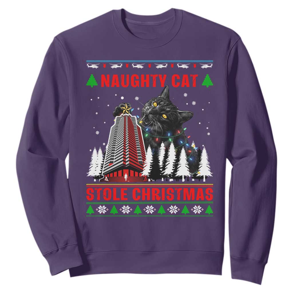 Nakatomi Plaza Christmas Sweatshirt Funny Naughty Santa Cat Humor TS14 Purple Print Your Wear