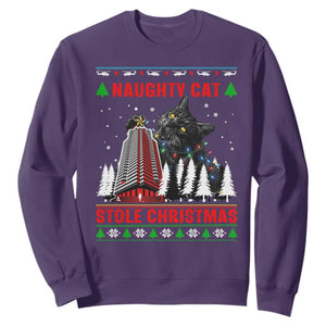Nakatomi Plaza Christmas Sweatshirt Funny Naughty Santa Cat Humor TS14 Purple Print Your Wear