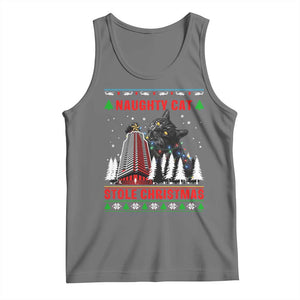 Nakatomi Plaza Christmas Tank Top Funny Naughty Santa Cat Humor TS14 Black Heather Print Your Wear