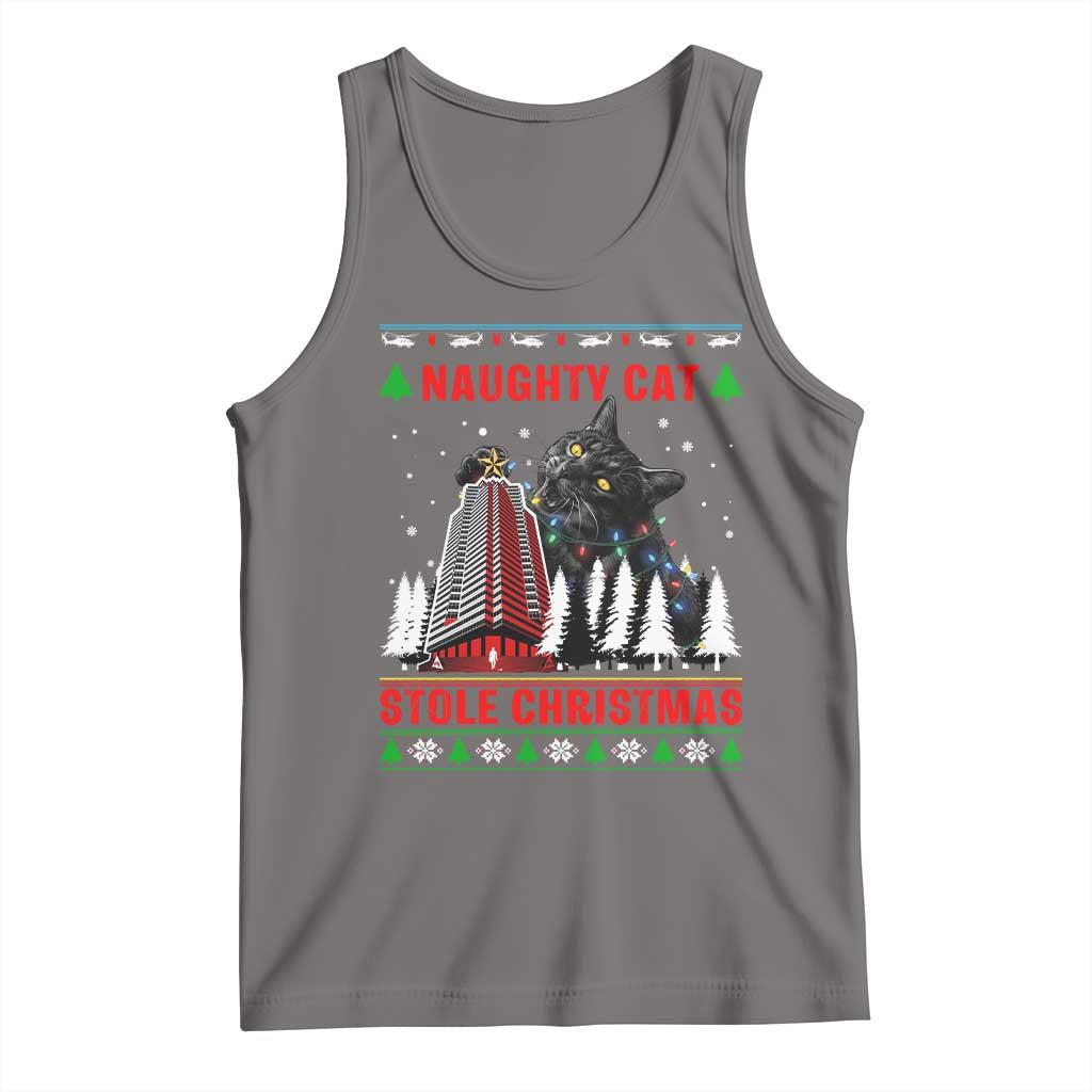 Nakatomi Plaza Christmas Tank Top Funny Naughty Santa Cat Humor TS14 Deep Heather Print Your Wear