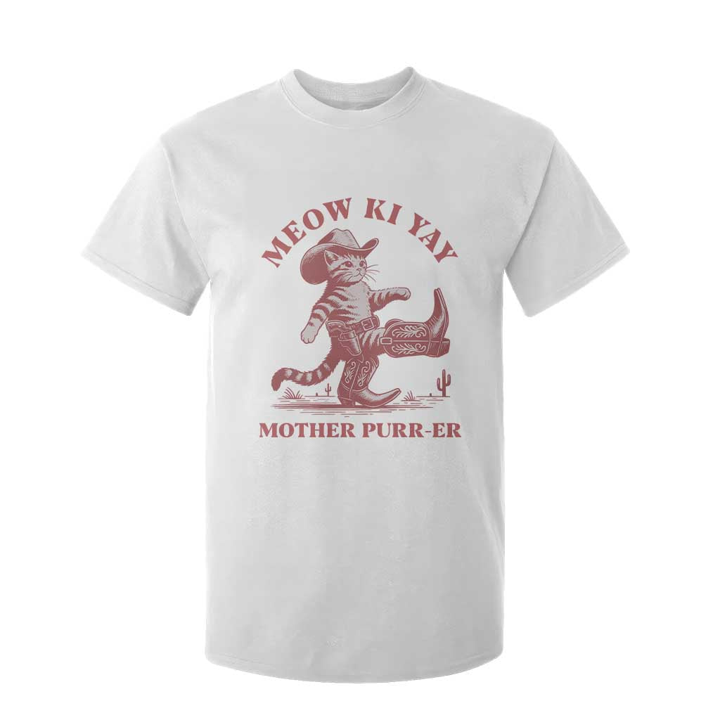 Funny Cowboy Cat T Shirt For Kid Western Rodeo Meow Ki Yay Mother Purrer TS14 White Print Your Wear