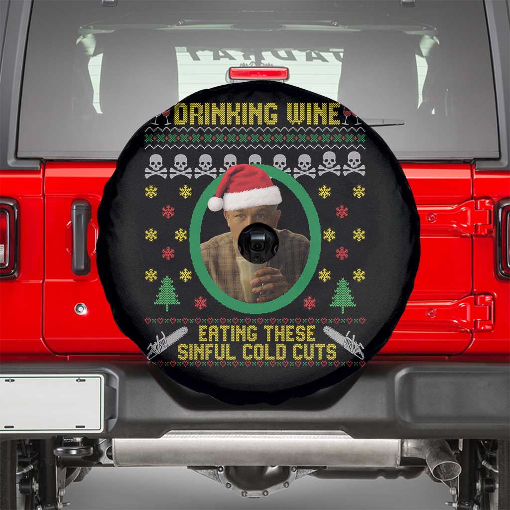 Ed Gein Christmas Spare Tire Cover Drinking Wine Eating These Sinful Cold Cuts TS14 Black Print Your Wear