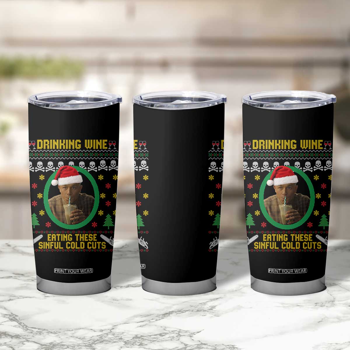 Ed Gein Christmas Tumbler Cup Drinking Wine Eating These Sinful Cold Cuts TS14 Print Your Wear
