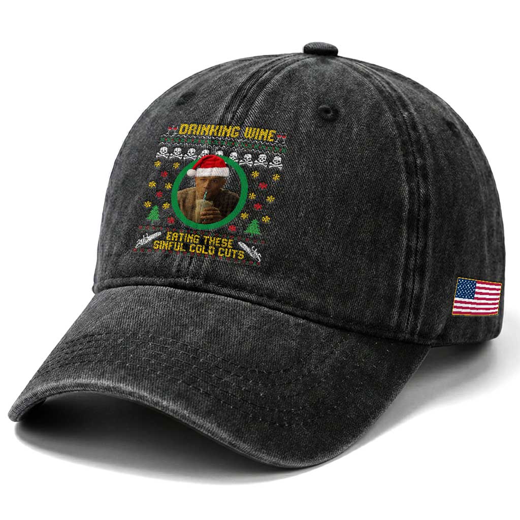 Charlie Hunnam Ed Gein Washed Cotton Baseball Cap Drinking Wine Eating These Sinful Cold Cuts TS14 Print Your Wear