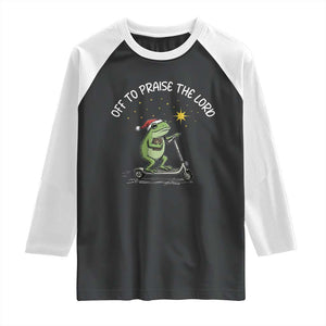 Funny Frog Christian Raglan Shirt Off To Praise The Lord TS14 Black White Print Your Wear