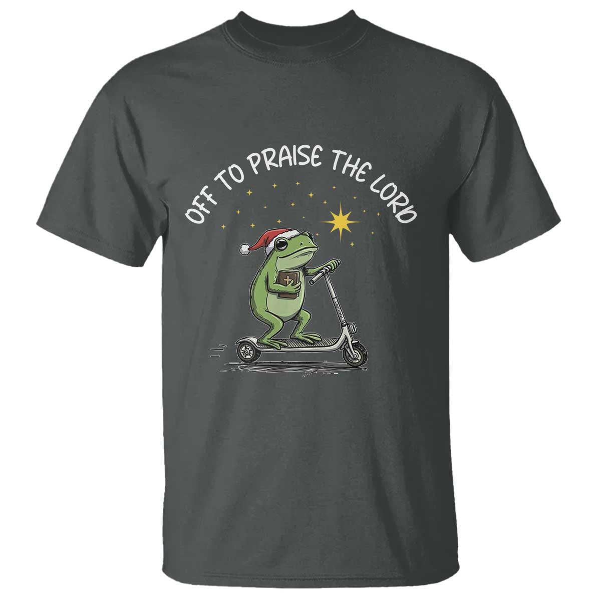Funny Frog Christian T Shirt Off To Praise The Lord TS14 Dark Heather Print Your Wear