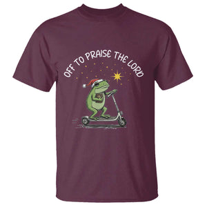 Funny Frog Christian T Shirt Off To Praise The Lord TS14 Maroon Print Your Wear