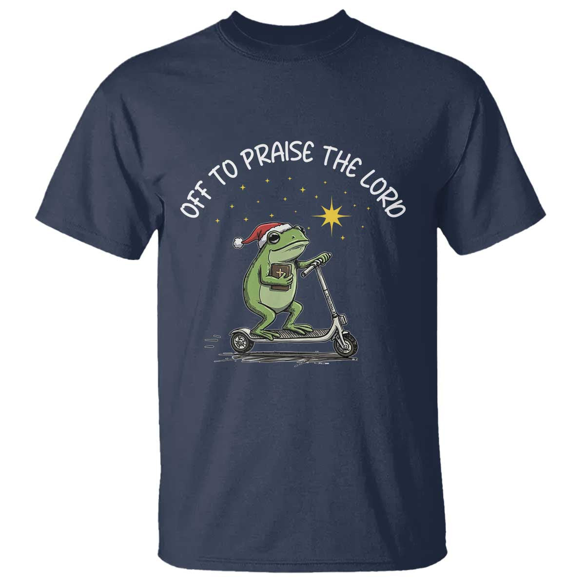 Funny Frog Christian T Shirt Off To Praise The Lord TS14 Navy Print Your Wear
