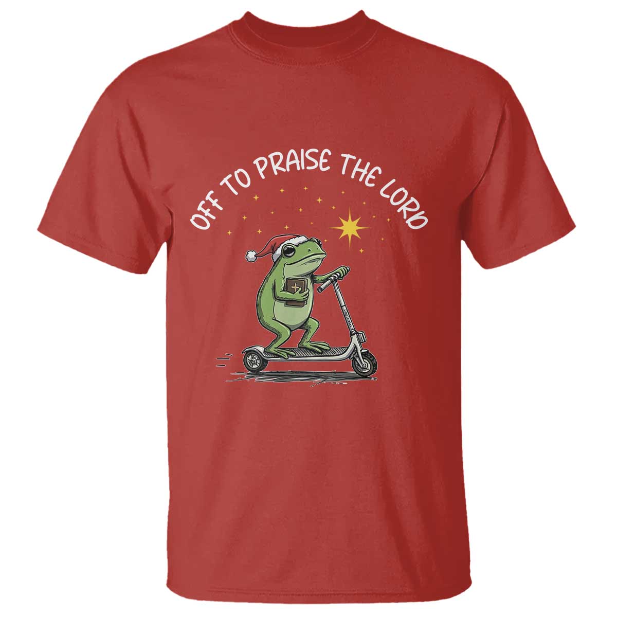Funny Frog Christian T Shirt Off To Praise The Lord TS14 Red Print Your Wear