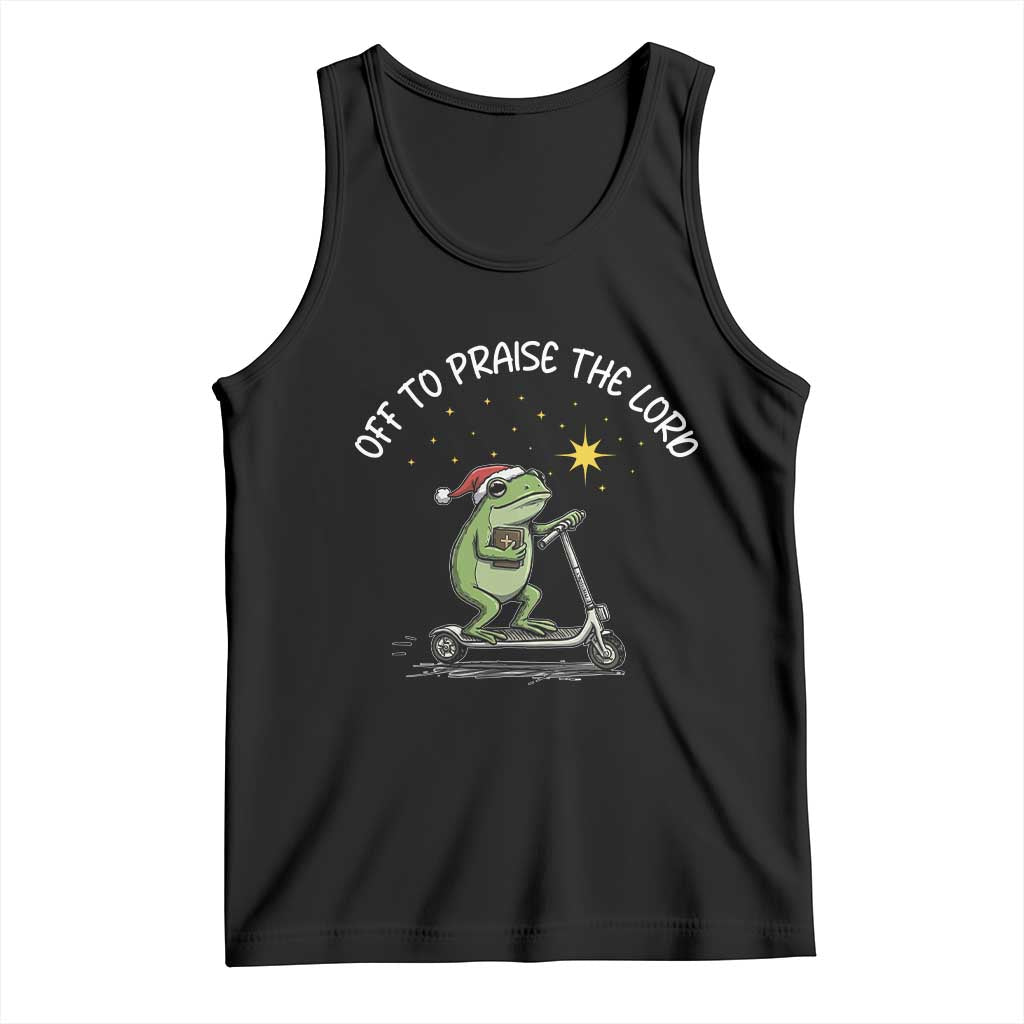 Funny Frog Christian Tank Top Off To Praise The Lord TS14 Black Print Your Wear
