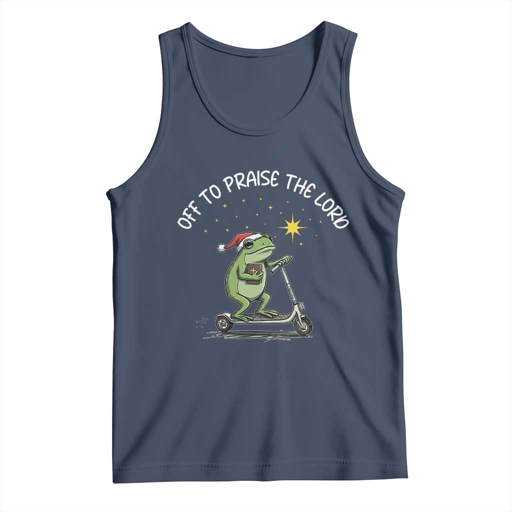 Funny Frog Christian Tank Top Off To Praise The Lord TS14 Navy Print Your Wear