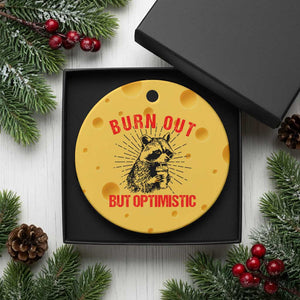 Burnt Out But Optimistic Ceramic Ornament Funny Raccoon Meme TS14 1pc Yellow Cheese Print Your Wear