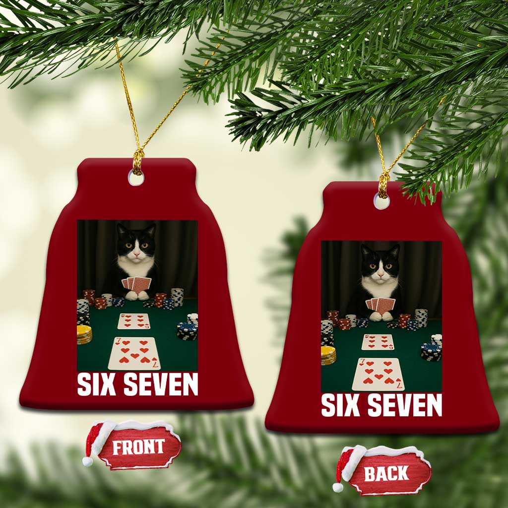 67 Poker Cat Ceramic Ornament Funny Six Seven Meme TS14 Print Your Wear
