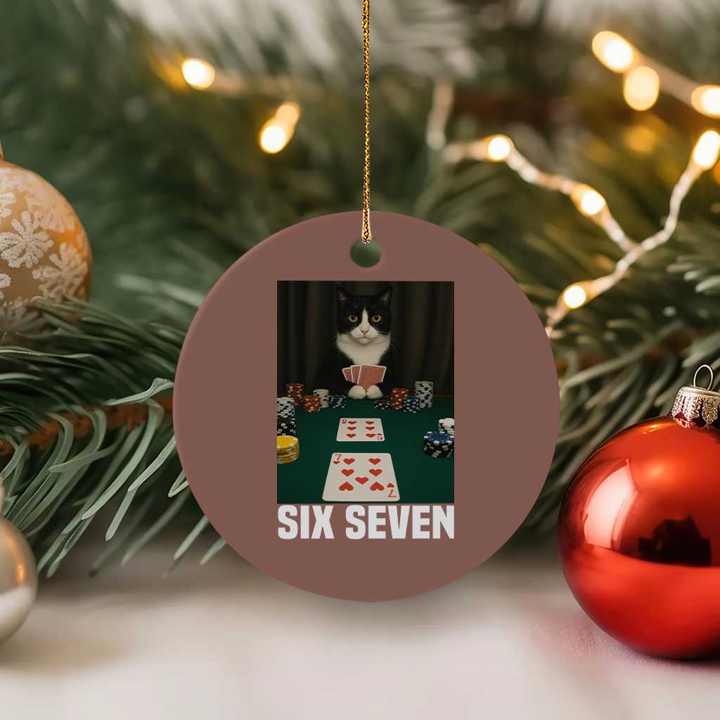 67 Poker Cat Ceramic Ornament Funny Six Seven Meme TS14 1pc Mocha Print Your Wear