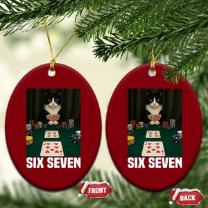 67 Poker Cat Ceramic Ornament Funny Six Seven Meme TS14 Print Your Wear