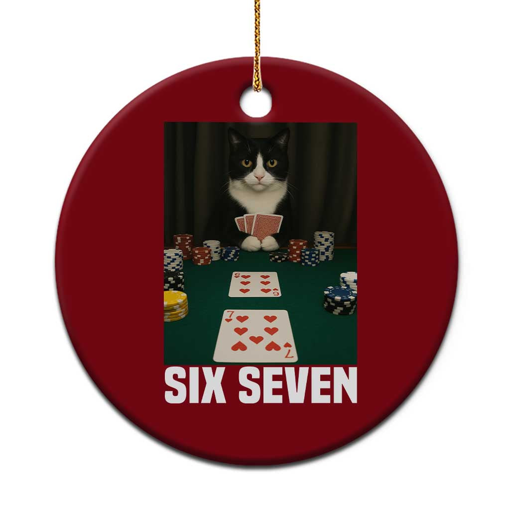 67 Poker Cat Ceramic Ornament Funny Six Seven Meme TS14 1pc Red Print Your Wear