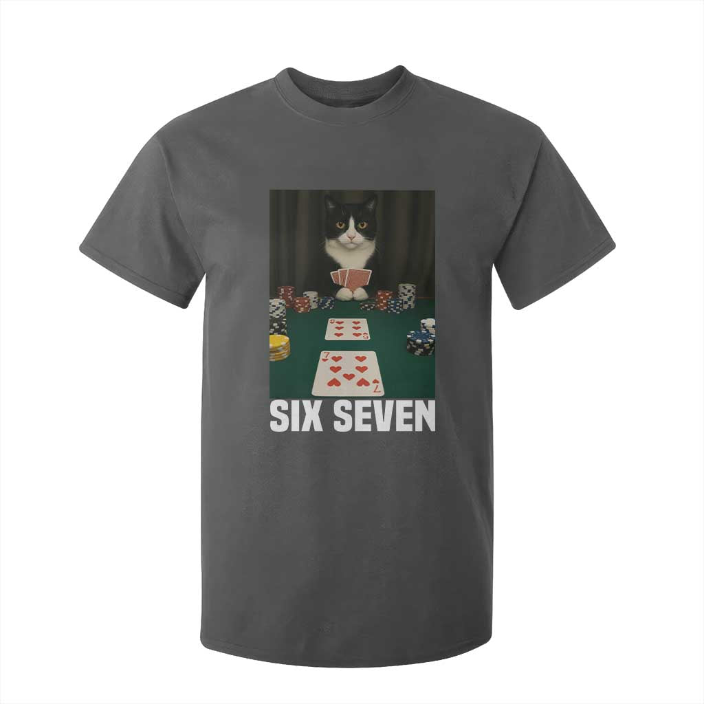 67 Poker Cat T Shirt For Kid Funny Six Seven Meme TS14 Dark Heather Print Your Wear