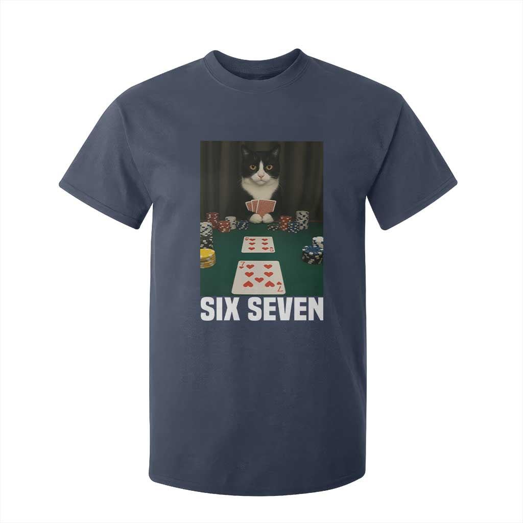 67 Poker Cat T Shirt For Kid Funny Six Seven Meme TS14 Navy Print Your Wear